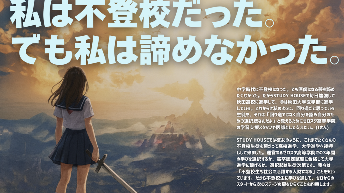 【スタディハウス 秋田 塾】合格速報🈴「不登校から、すべての大学に合格‼️ STUDY HOUSEの「伴走」が生んだ結果」