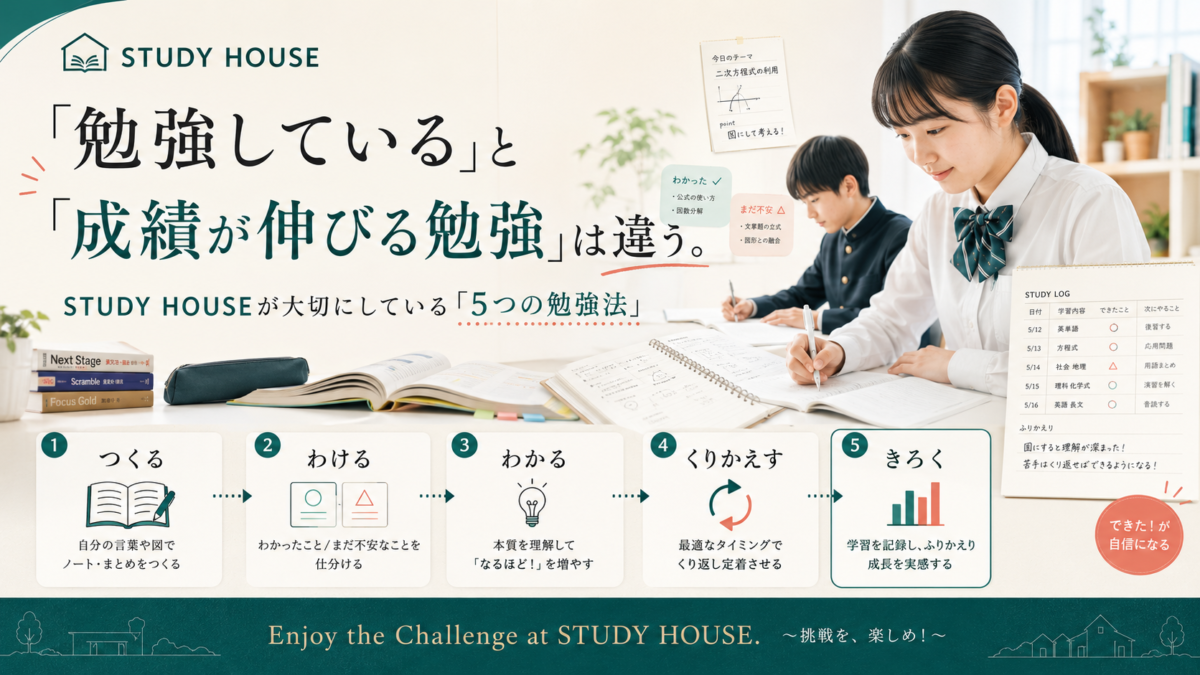 【スタディハウス 秋田 塾】記事更新✍️「勉強しているのに伸びない」生徒の共通点