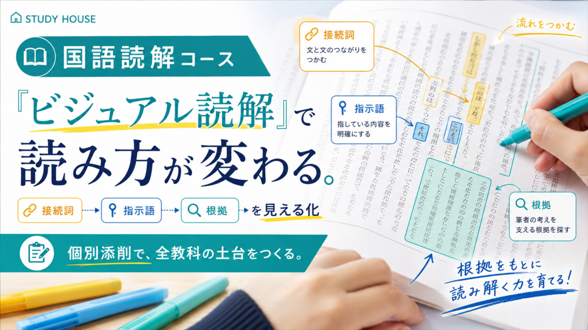 【国語読解オンライン添削コース】国語の偏差値は全教科の成績を決める‼️STUDY HOUSEの『ビジュアル読解』で論理的思考力を鍛えろ✍️